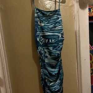 SHEIN Blue and White Patterned Dress